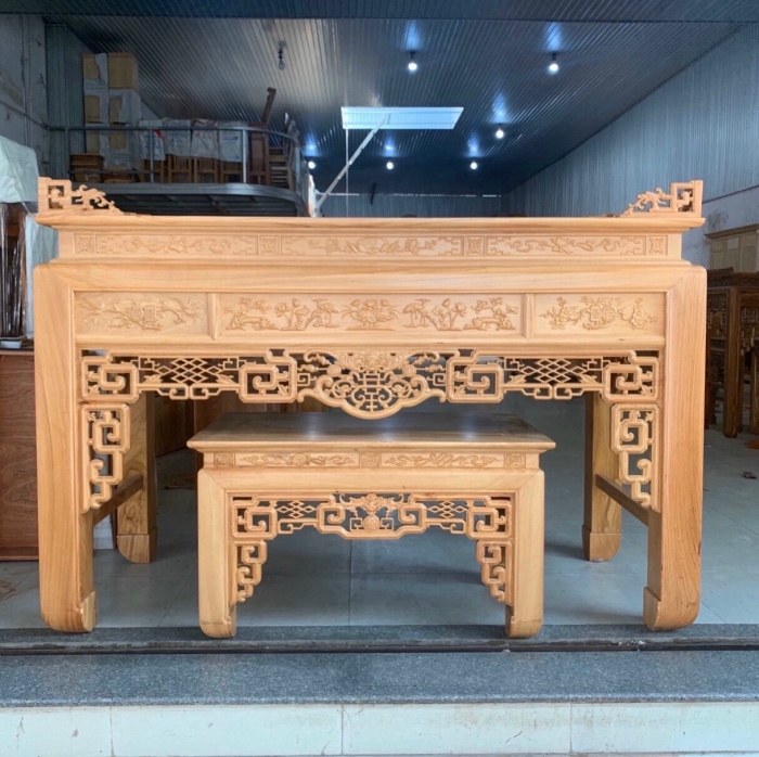 Bàn thờ án gian gỗ gõ kích thước 217x107cm