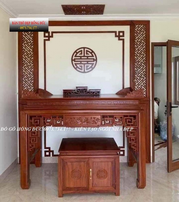 Bàn thờ án gian gỗ gõ đỏ 175x81cm