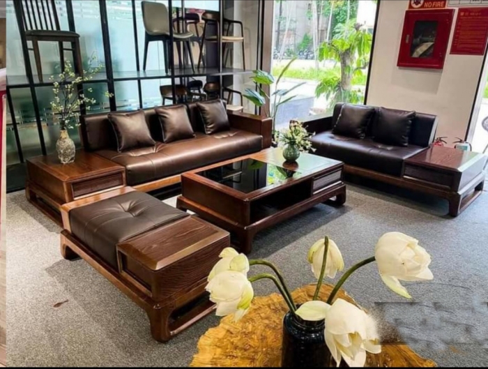 Bàn ghế sofa gỗ sồi phòng khách