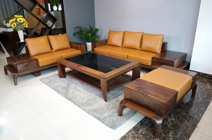 Sofa gỗ óc chó cao cấp