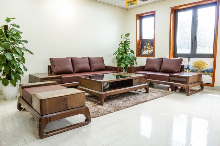 Mẫu sofa gỗ óc chó đẹp- sang trọng